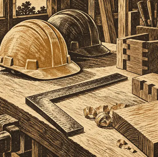Illustration of construction businesses equipment and workspace