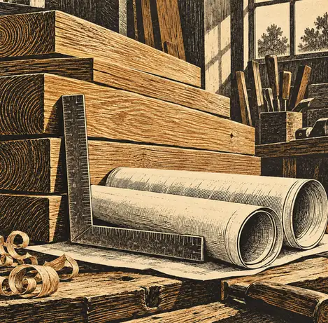 Illustration of construction businesses equipment and workspace